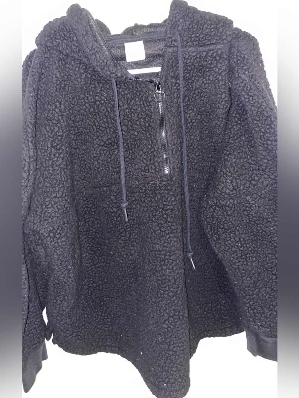 PINK Victoria's Secret Black Teddy Half-Zip Hoodie Jacket
